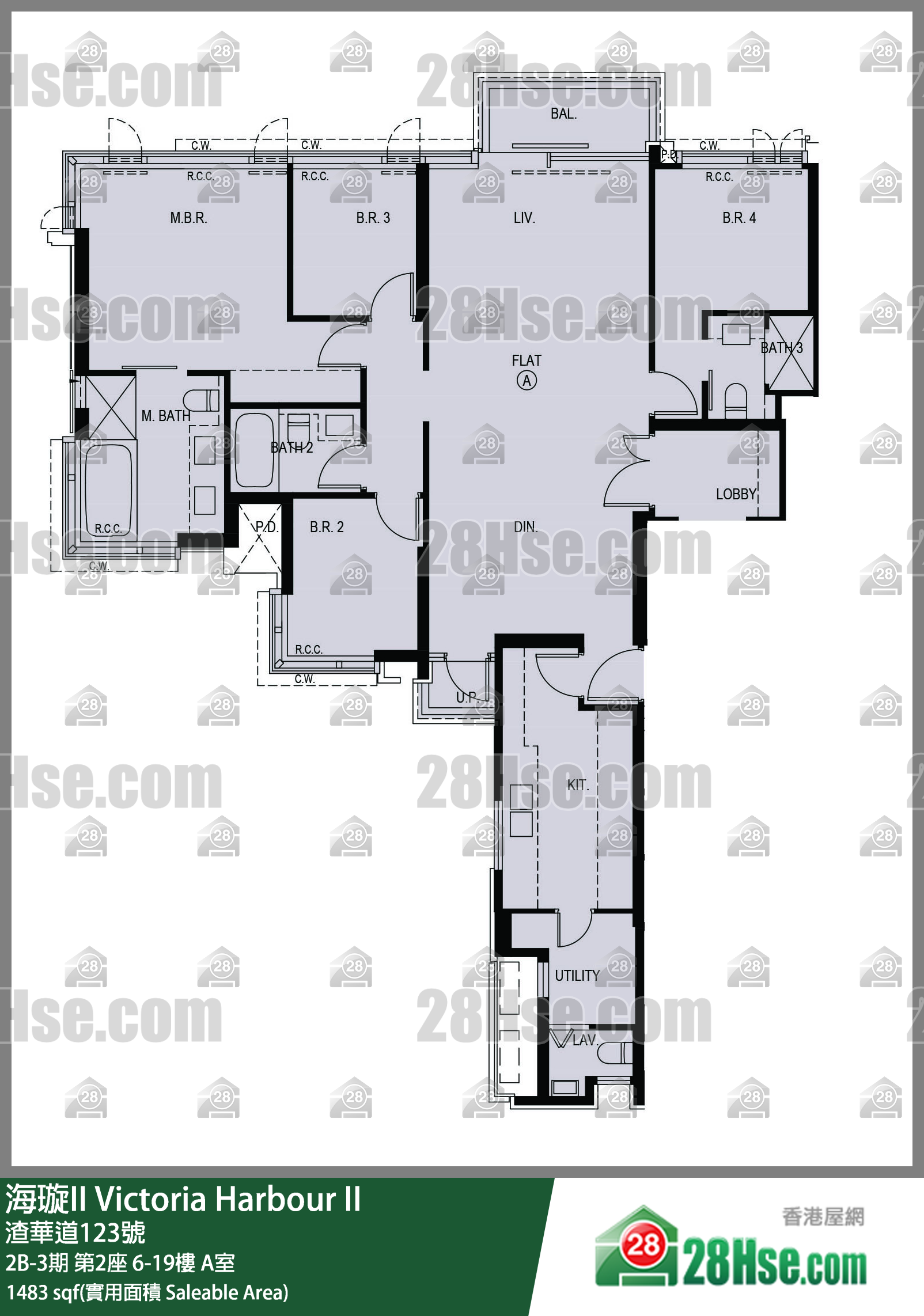 海璇II 2B-3期第2座19楼 A室 平面图