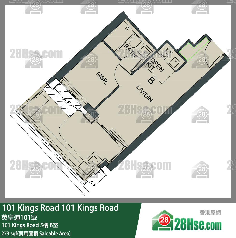 101 Kings Road 101 Kings Road5楼 B室 平面图