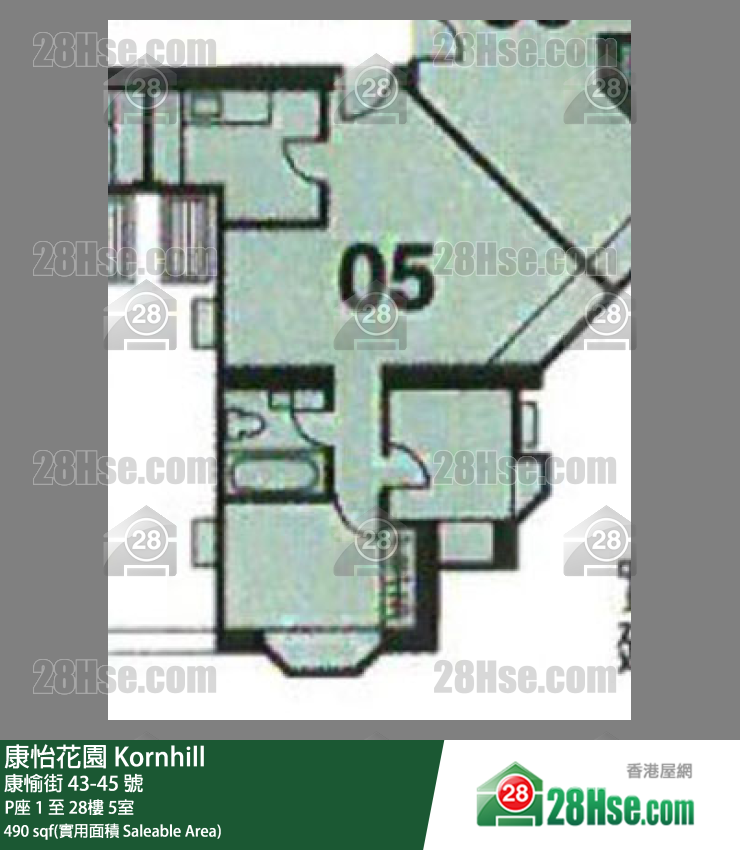 康怡花園 P座16樓 5室 平面圖