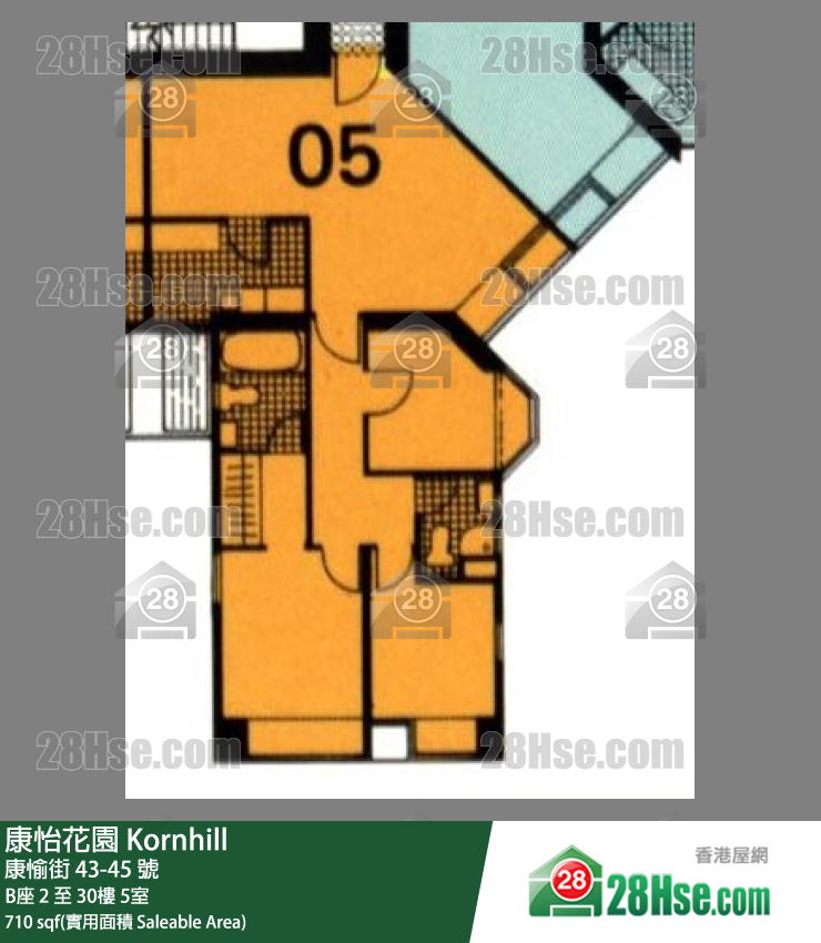 康怡花園 B座28樓 5室 平面圖