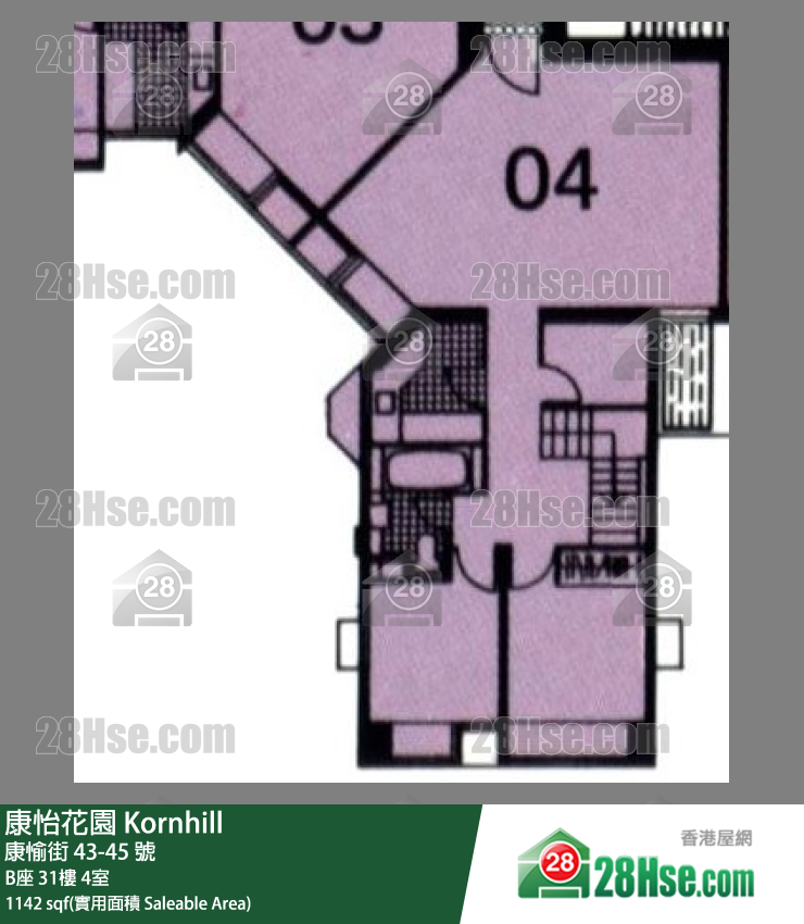 康怡花園 B座31樓 4室 平面圖