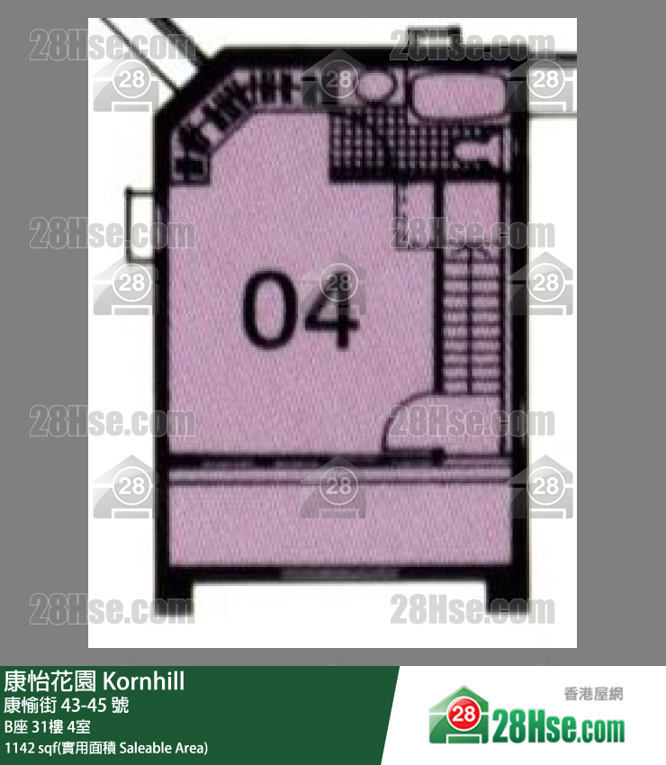 康怡花園 B座31樓 4室 平面圖