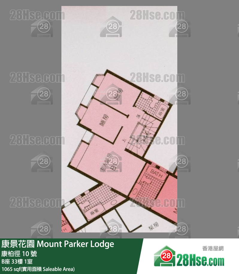 康景花園 B座33樓 1室 平面圖