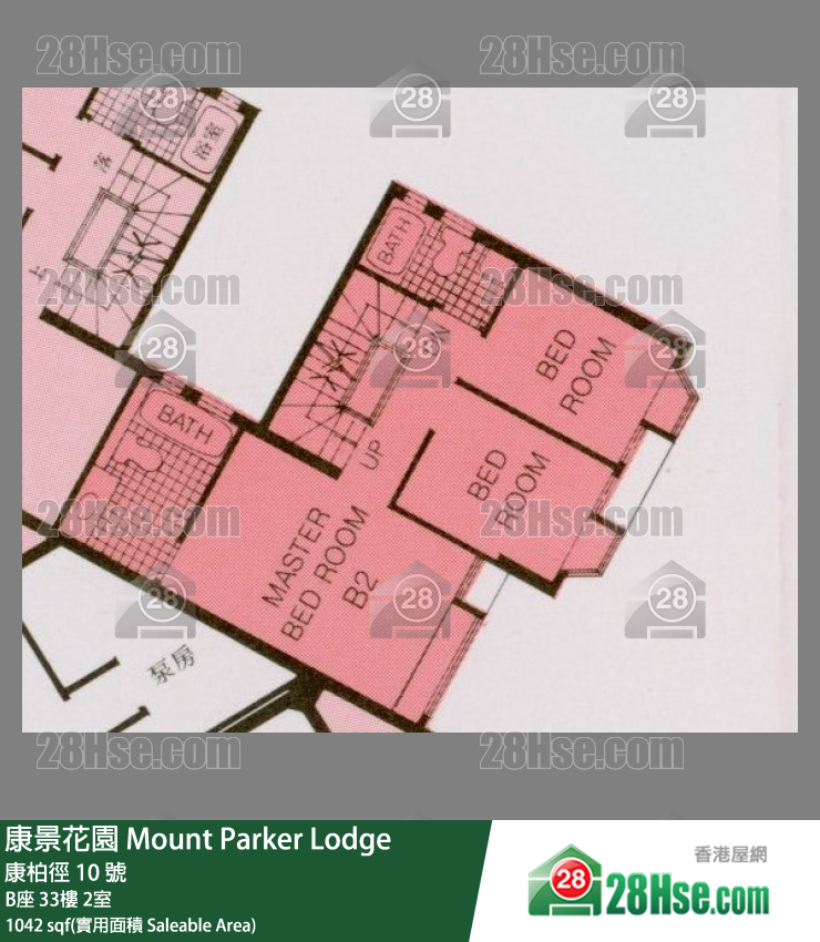 康景花園 B座33樓 2室 平面圖
