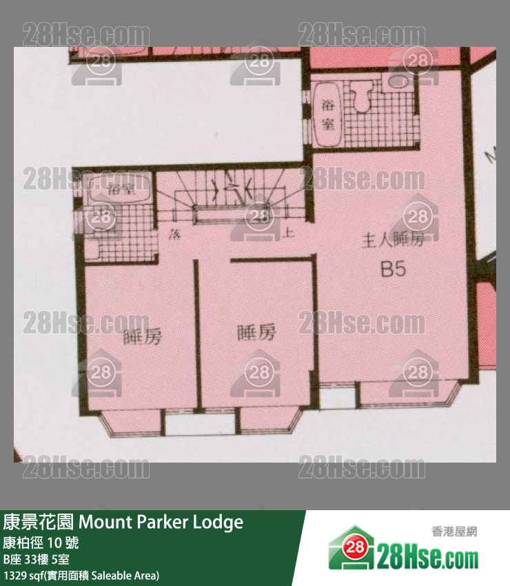 康景花園 B座33樓 5室 平面圖