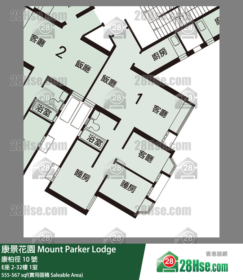 康景花园 E座3楼 1室 平面图