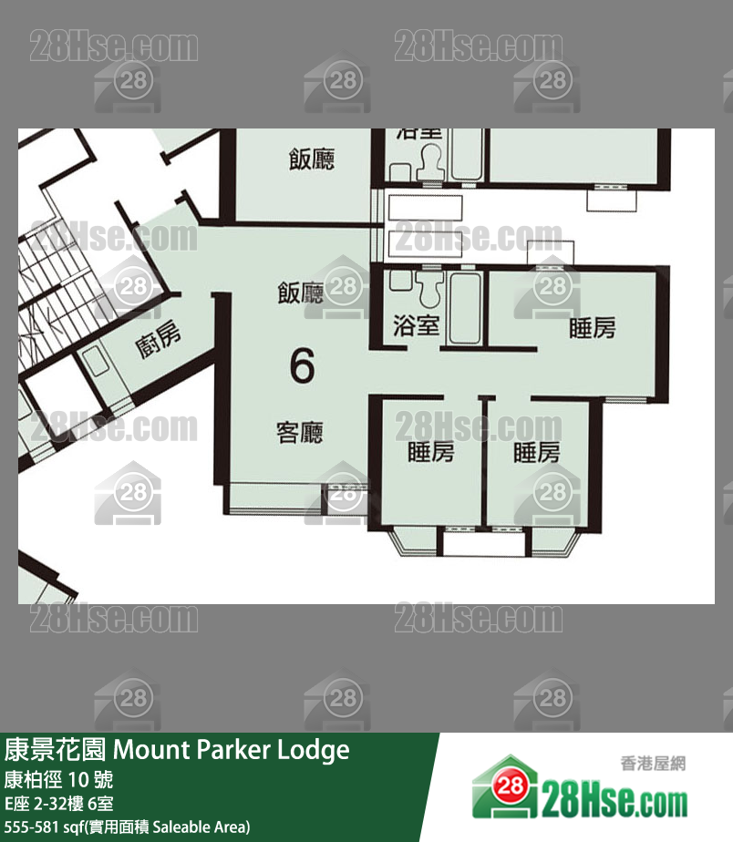 康景花园 单位平面图(由 28Hse 提供) 康景花园 单位平面图(由 28Hse 提供)