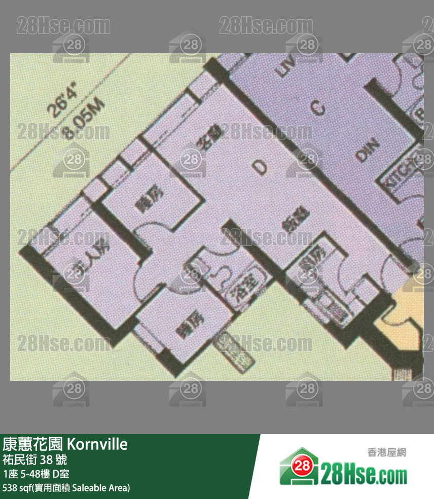 康蕙花園 1座42樓 D室 平面圖