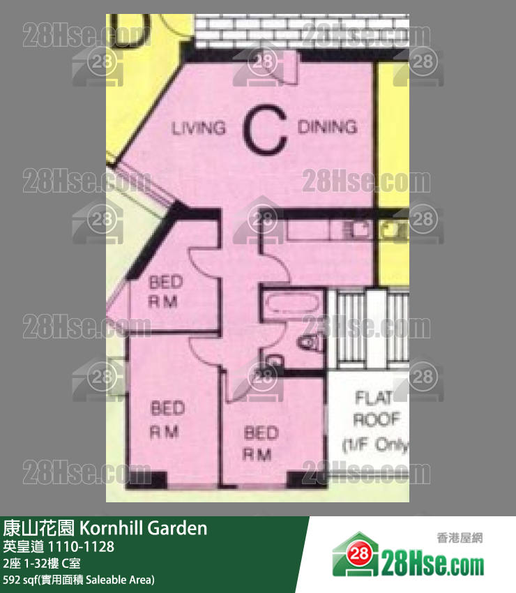 康山花園 單位平面圖(由 28Hse 提供) 康山花園 單位平面圖(由 28Hse 提供)