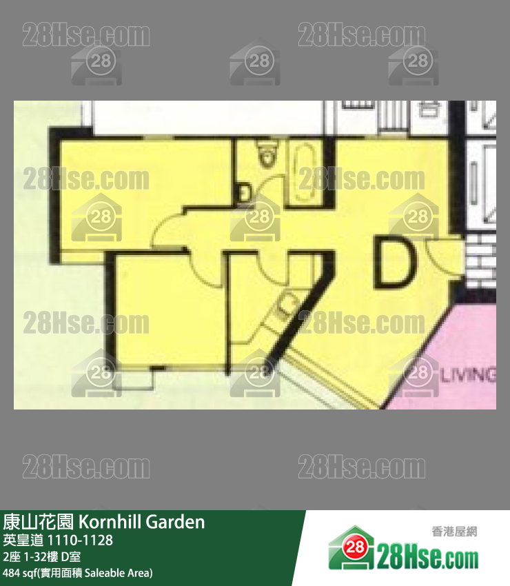 康山花園 2座28樓 D室 平面圖
