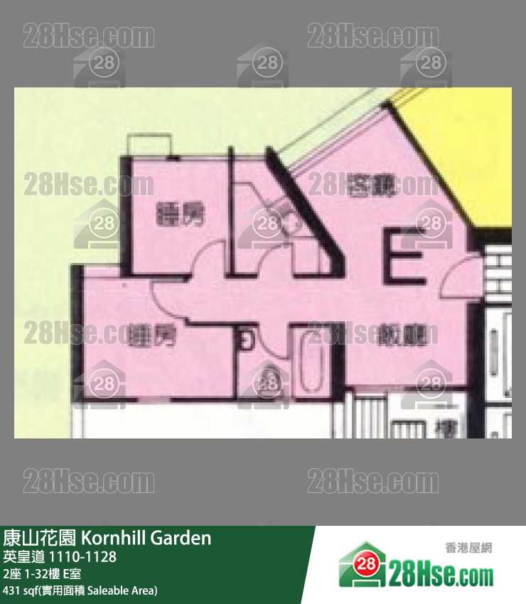 康山花園 2座22樓 E室 平面圖