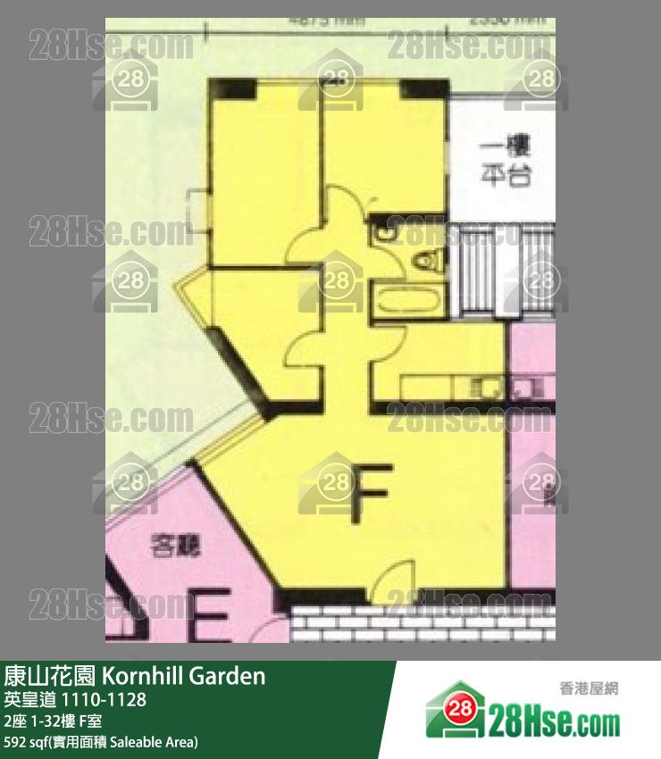 康山花園 2座27樓 F室 平面圖