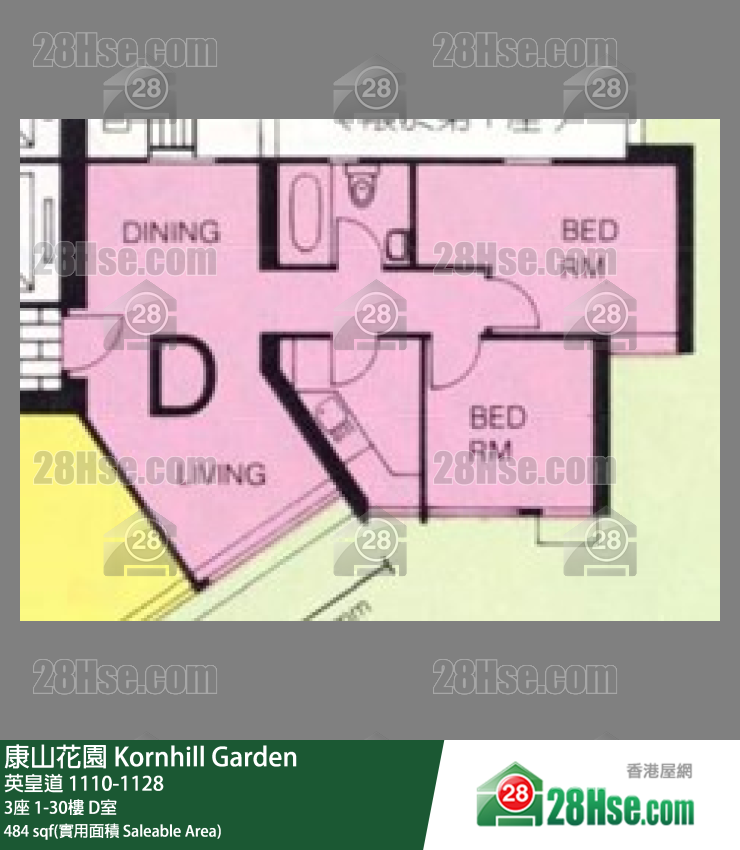 康山花園 3座4樓 D室 平面圖