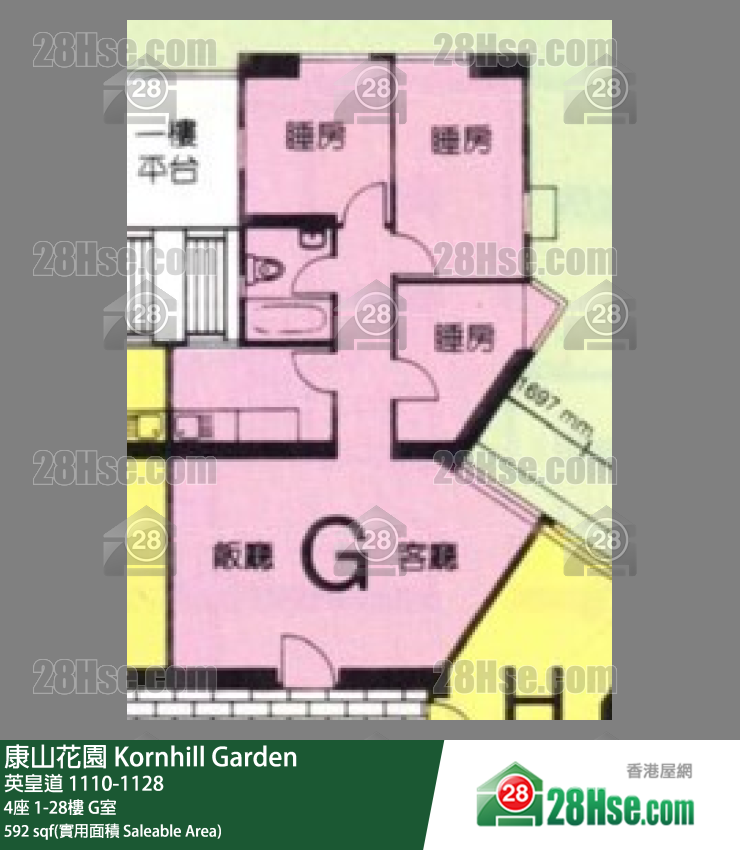 康山花園 4座21樓 G室 平面圖