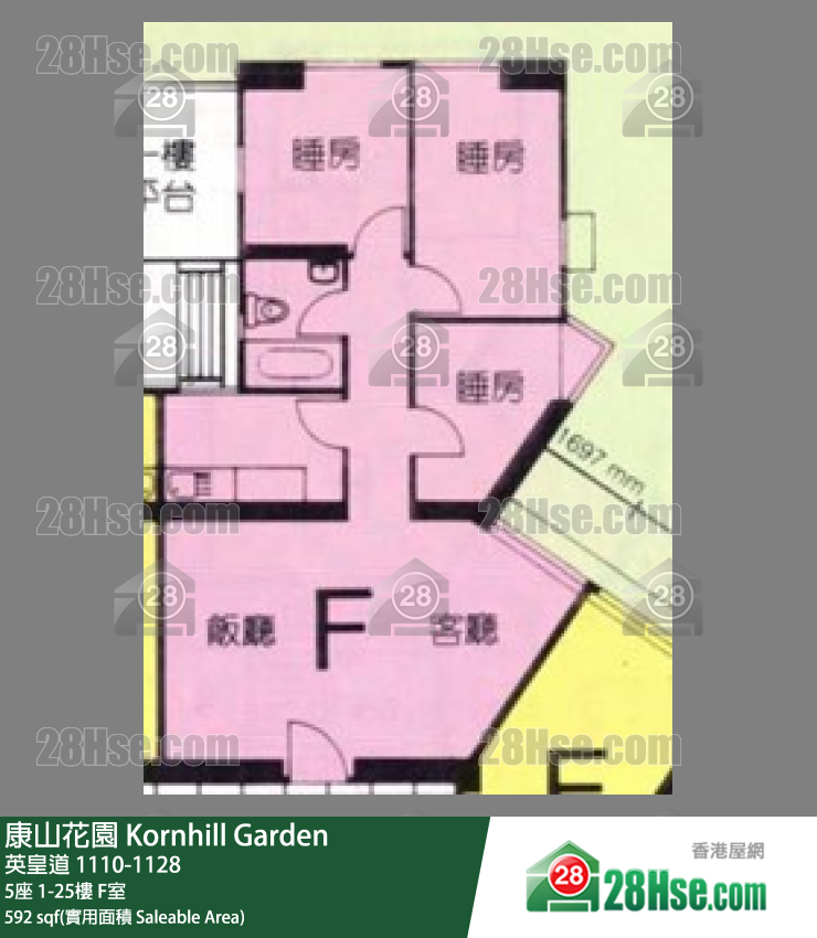 康山花園 5座6樓 F室 平面圖