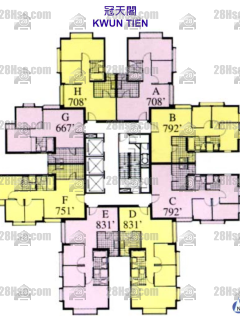 海天花园 冠天阁 4-25楼 平面图