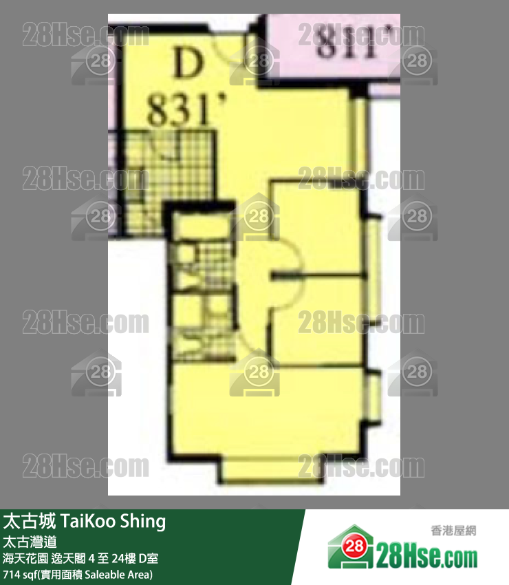 太古城 海天花園 逸天閣 18樓 D室 平面圖