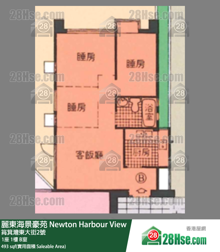 麗東海景豪苑 1座1樓 B室 平面圖