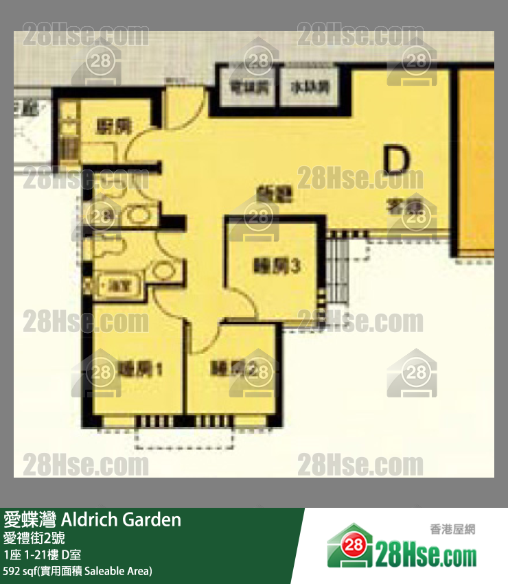 愛蝶灣 1座12樓 D室 平面圖