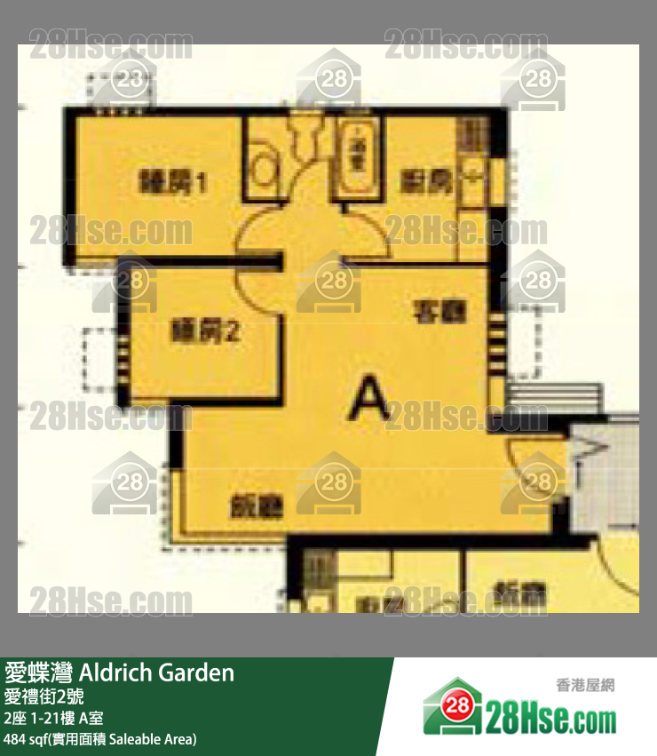 爱蝶湾 2座6楼 A室 平面图