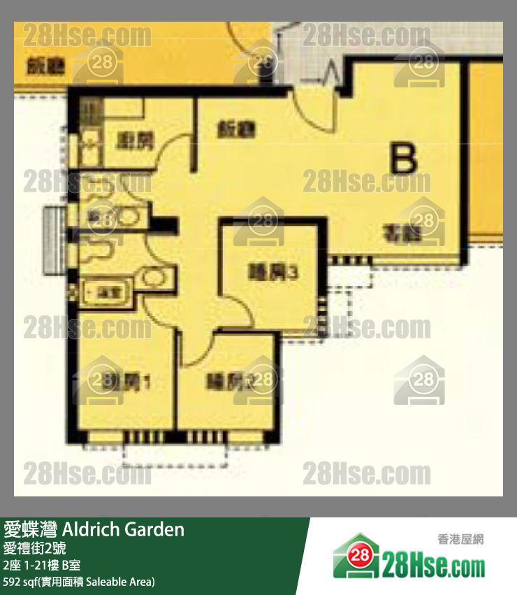 爱蝶湾 2座10楼 B室 平面图
