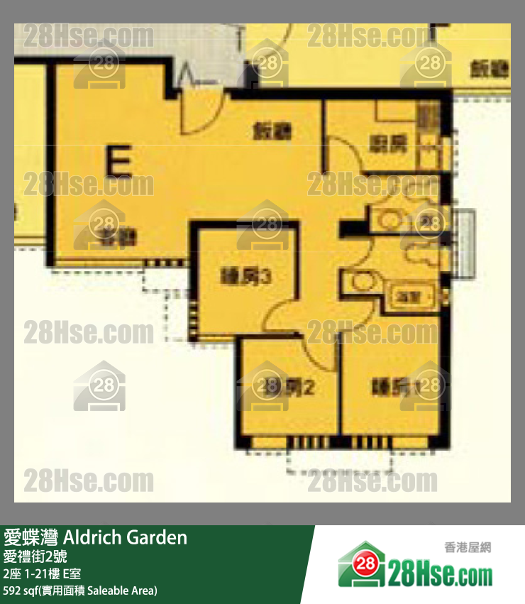 爱蝶湾 2座14楼 E室 平面图