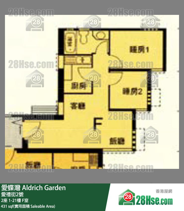 爱蝶湾 2座1楼 F室 平面图