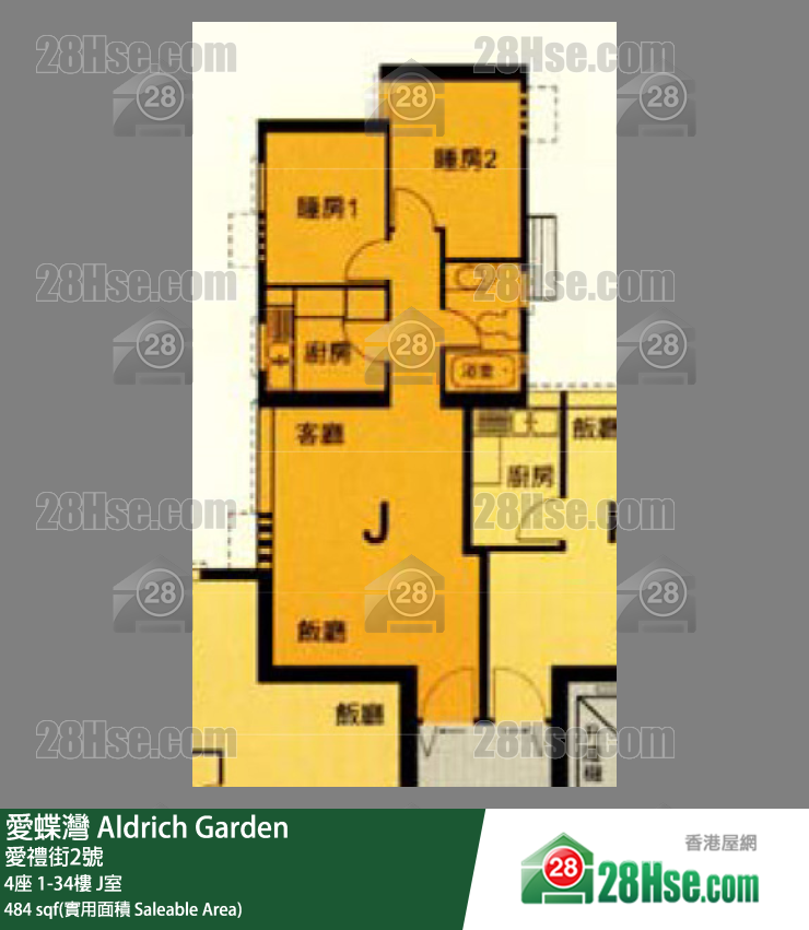 愛蝶灣 4座25樓 J室 平面圖