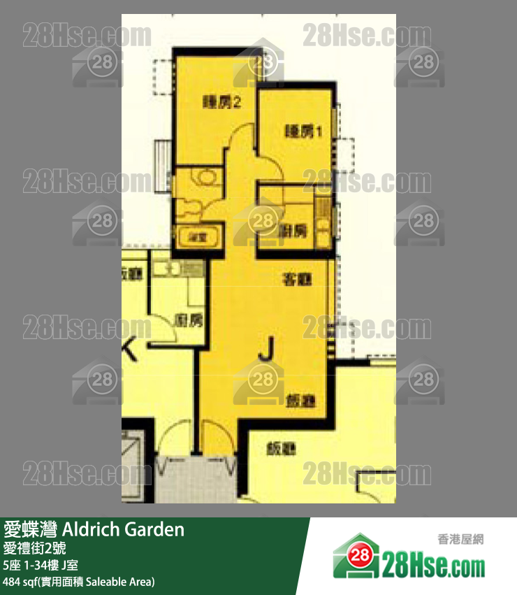 愛蝶灣 5座5樓 J室 平面圖