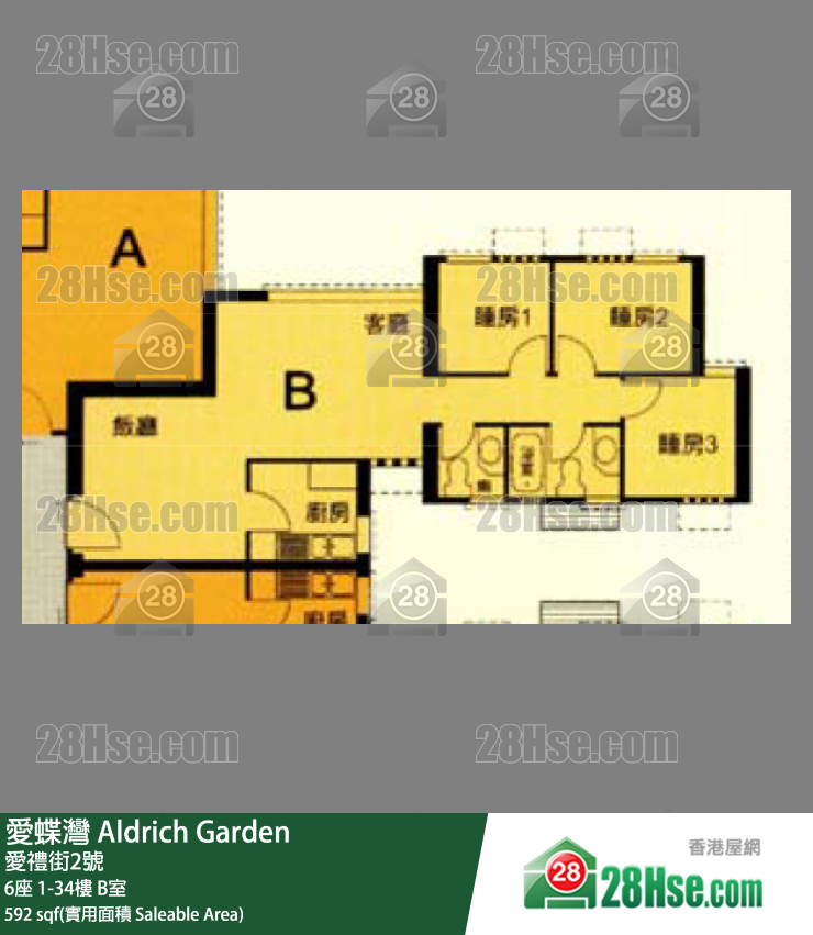 爱蝶湾 6座21楼 B室 平面图