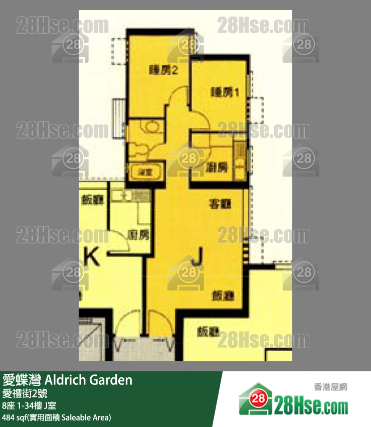 愛蝶灣 8座 6樓 J室 平面圖