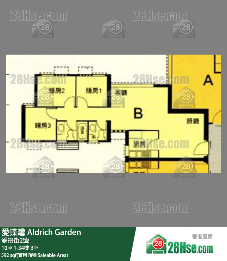 爱蝶湾 10座11楼 B室 平面图