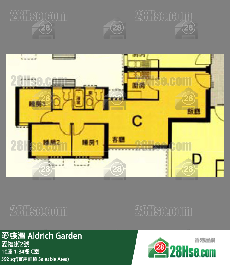 爱蝶湾 10座34楼 C室 平面图