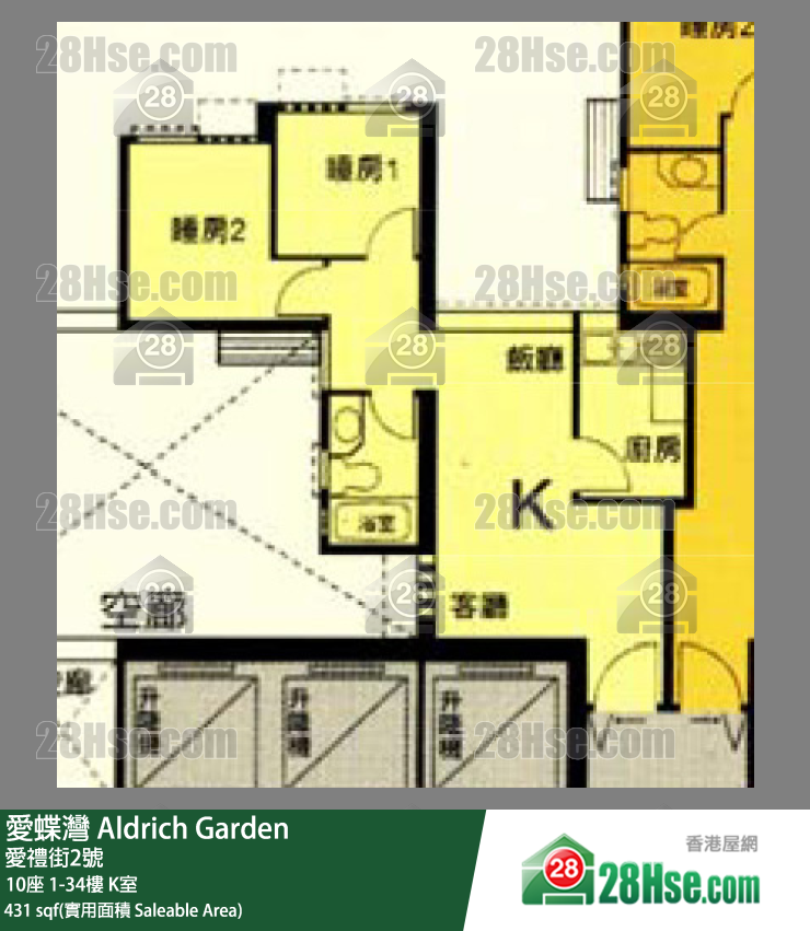 爱蝶湾 10座34楼 K室 平面图