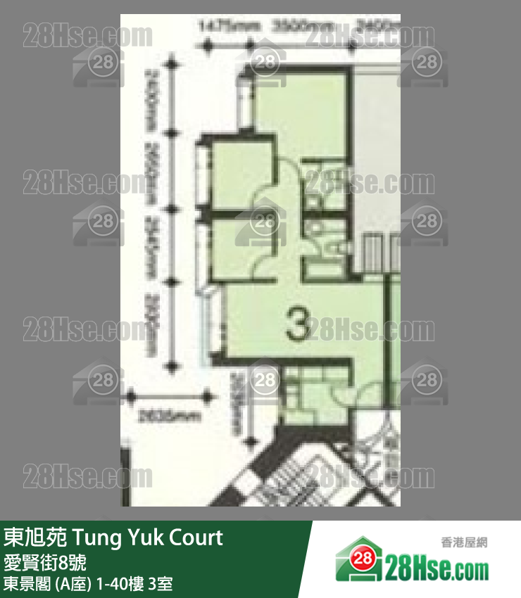 東旭苑 東景閣 (A庢)1樓 3室 平面圖