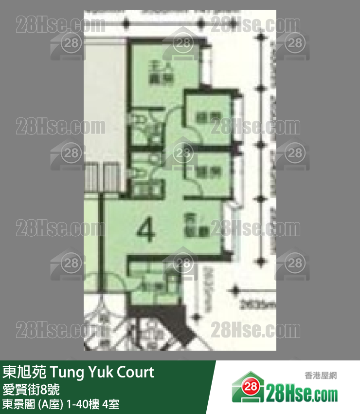 東旭苑 東景閣 (A庢)39樓 4室 平面圖