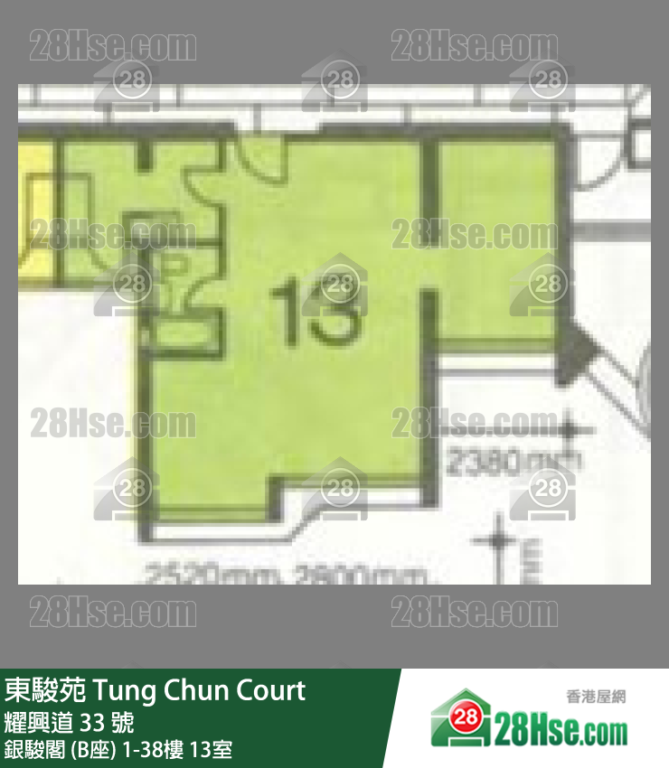 東駿苑 銀駿閣 (B座) 12樓 13室 平面圖