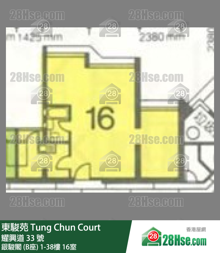 東駿苑 銀駿閣 (B座)34樓 16室 平面圖