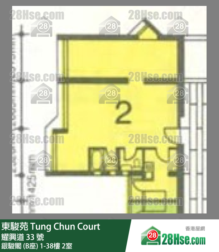 東駿苑 銀駿閣 (B座)36樓 2室 平面圖