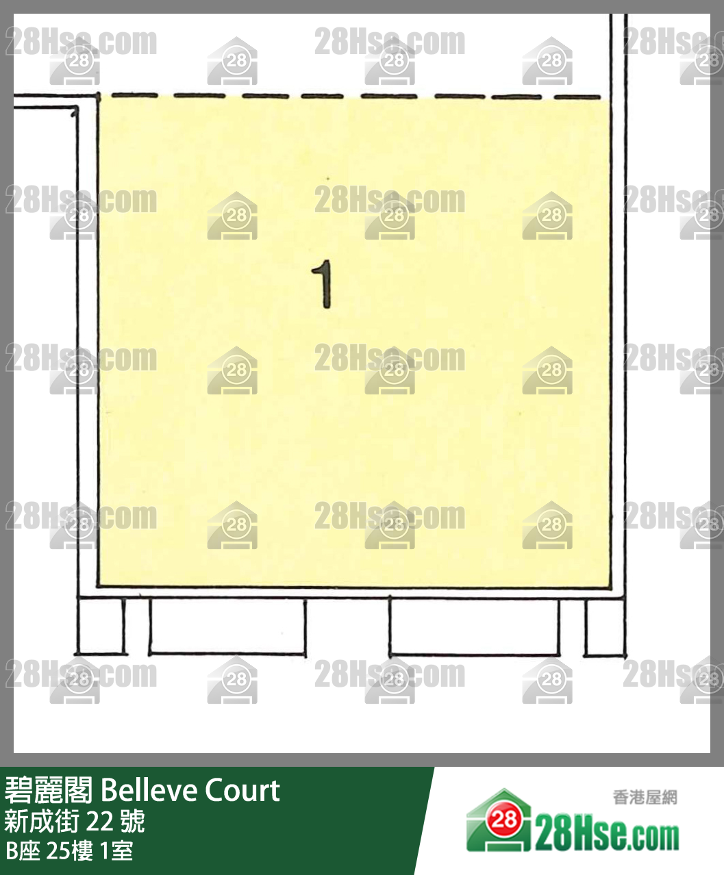 碧麗閣 B座25樓 1室 平面圖