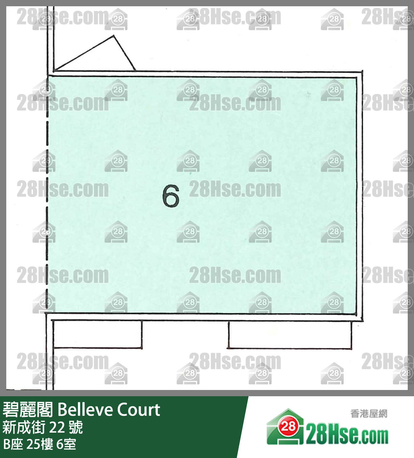碧麗閣 B座25樓 6室 平面圖