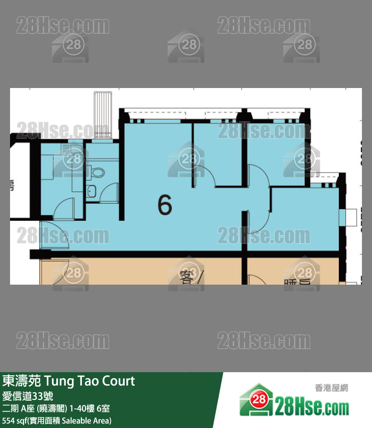 東濤苑 二期 A座 (曉濤閣)14樓 6室 平面圖