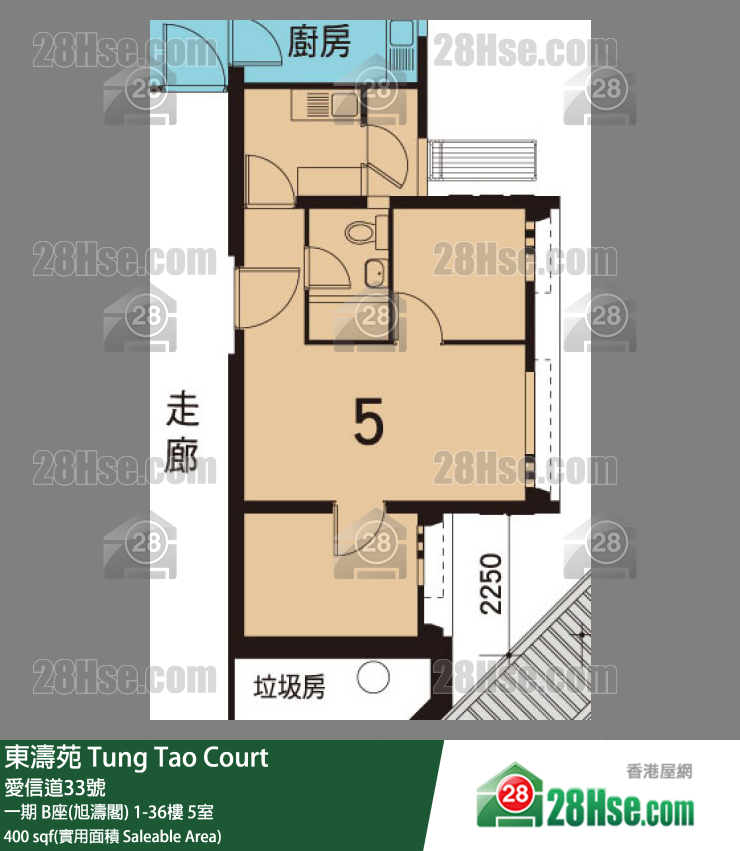 东涛苑 一期 B座(旭涛阁)2楼 5室 平面图