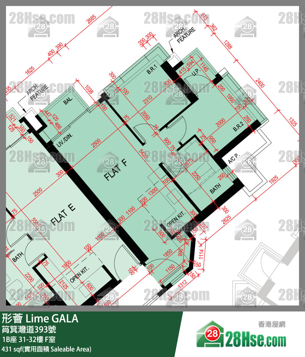 形薈 1B座32樓 F室 平面圖