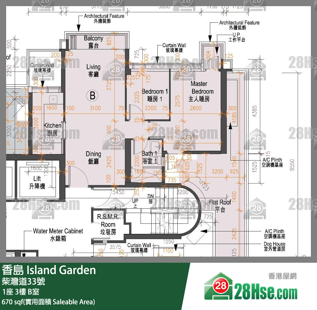 香島 1座3樓 B室 平面圖