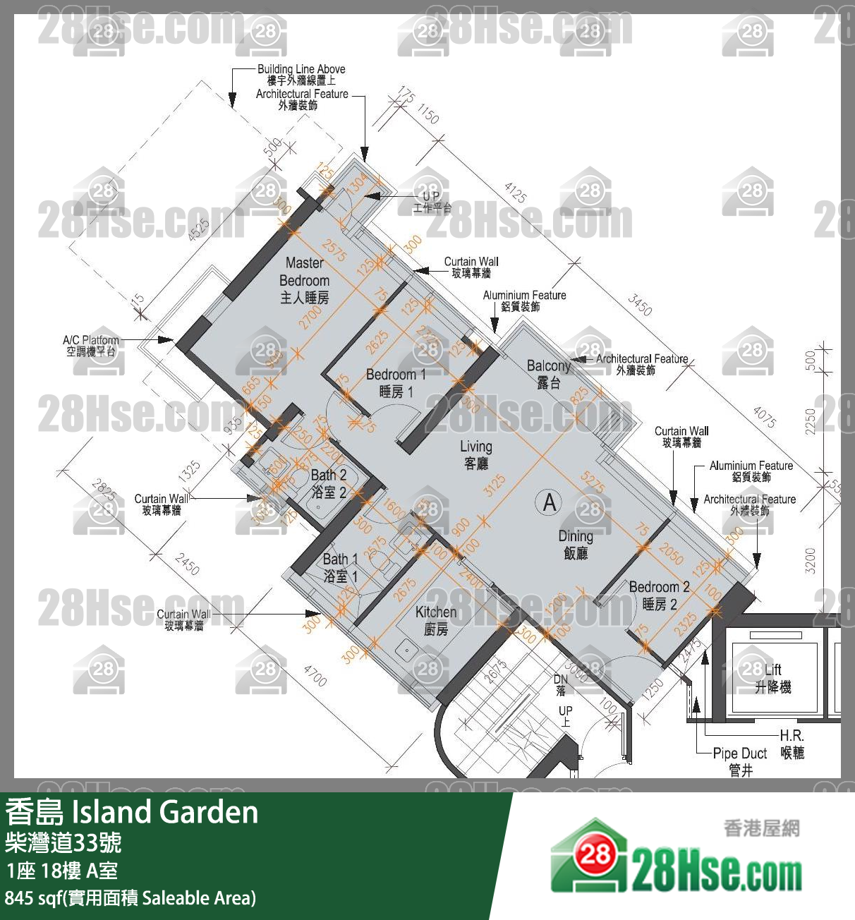 香島 1座18樓 A室 平面圖