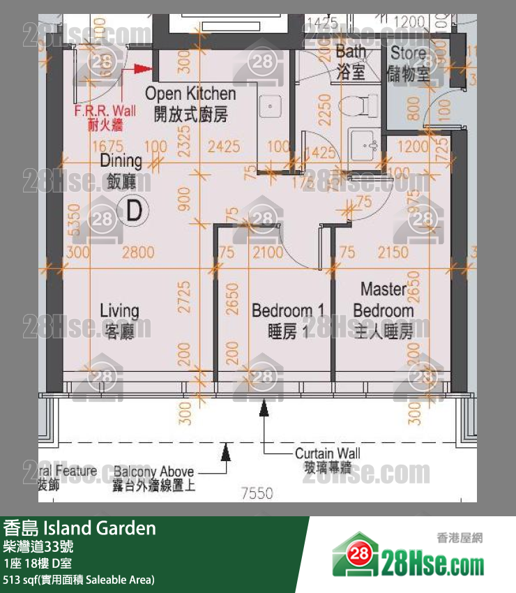 香島 1座18樓 D室 平面圖