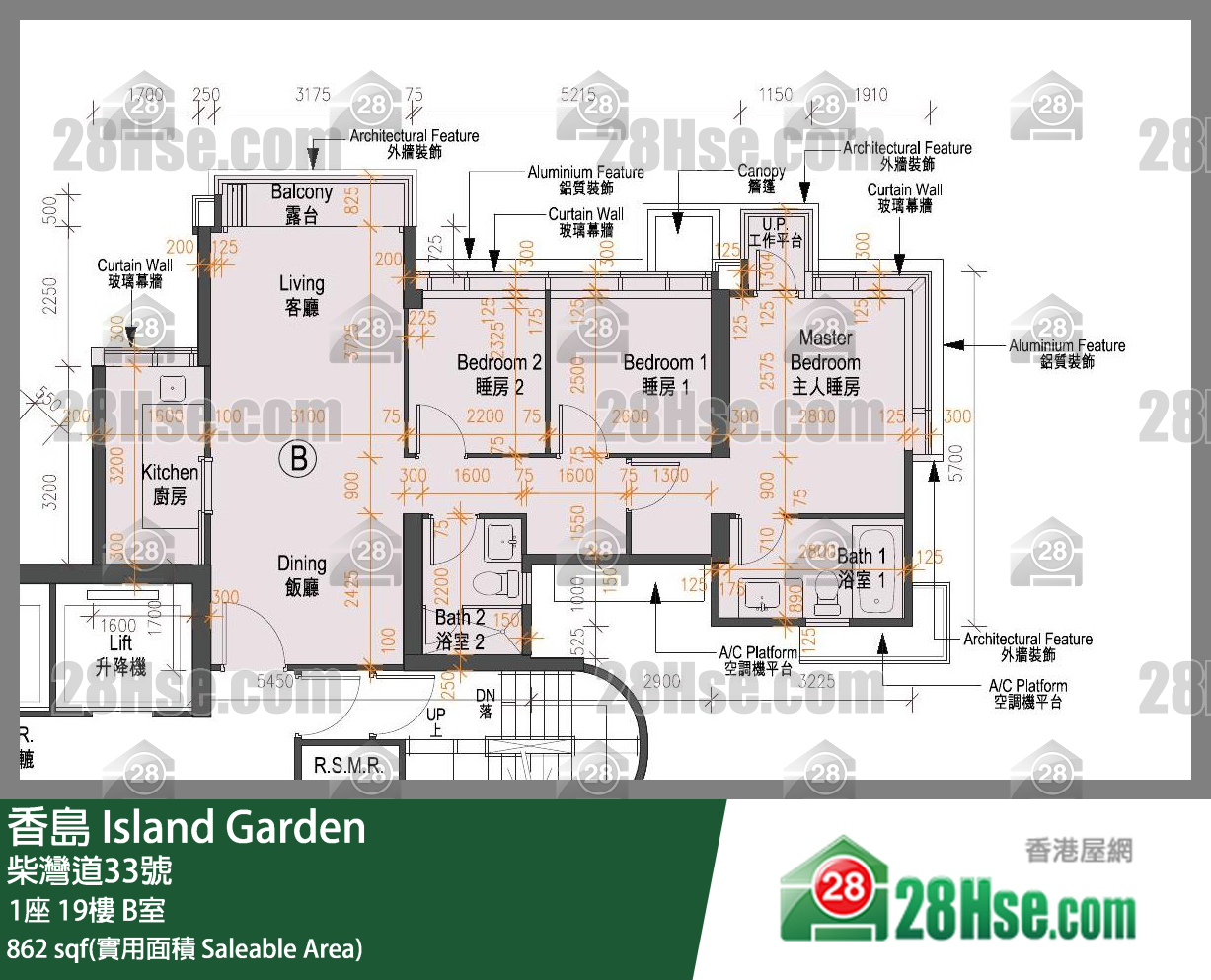 香島 1座19樓 B室 平面圖