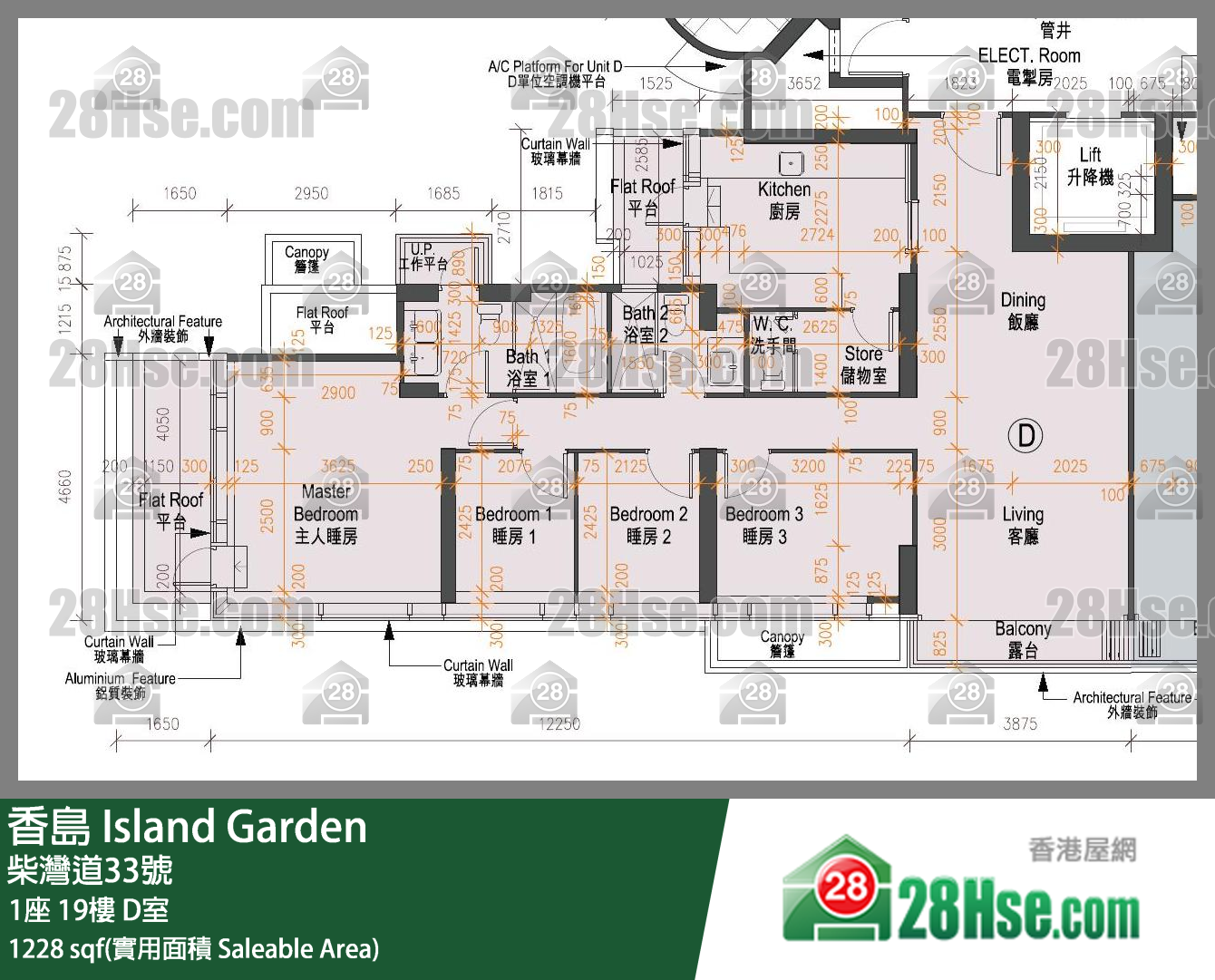 香島 1座19樓 D室 平面圖