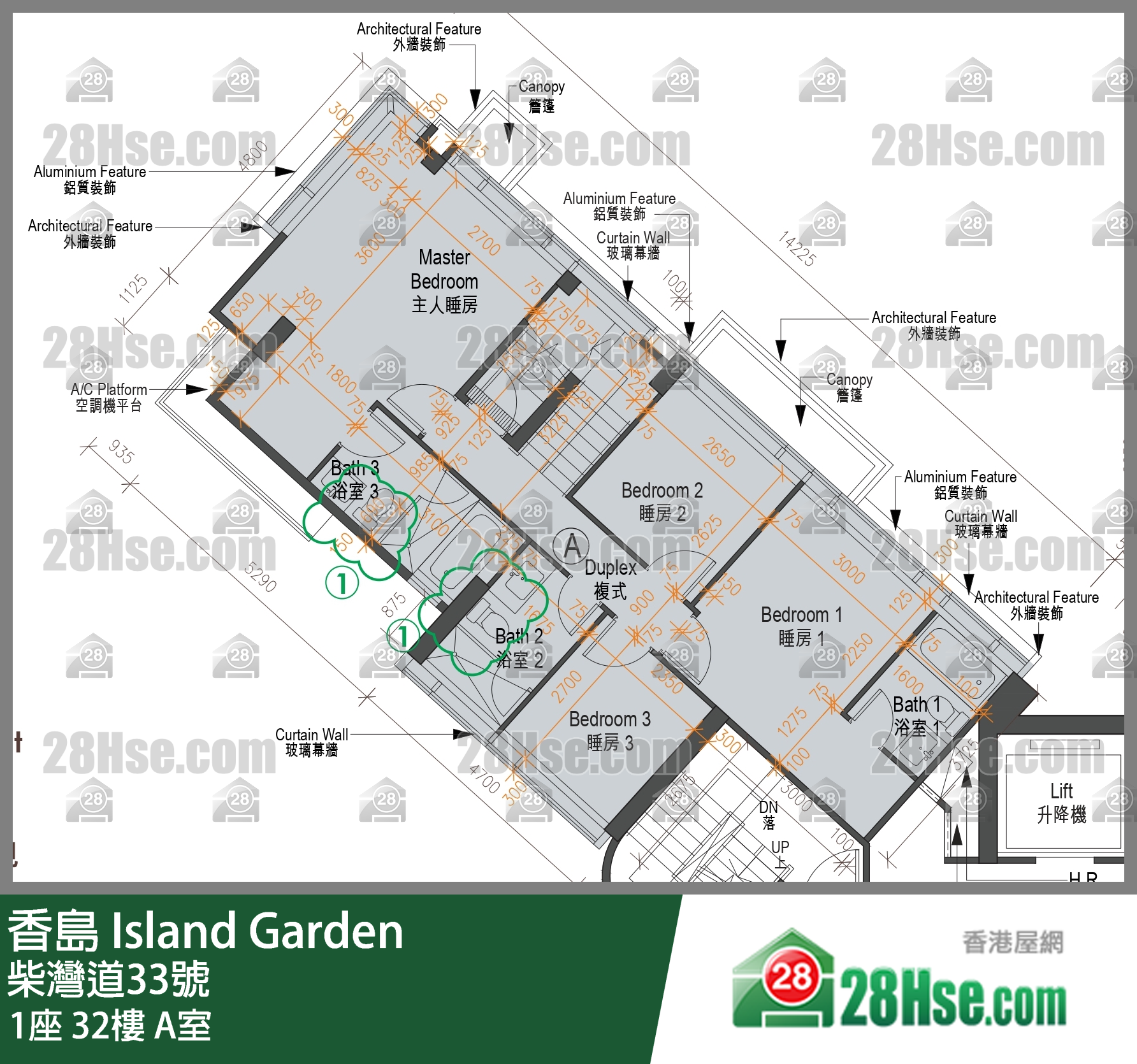 香島 1座32樓 A室 平面圖